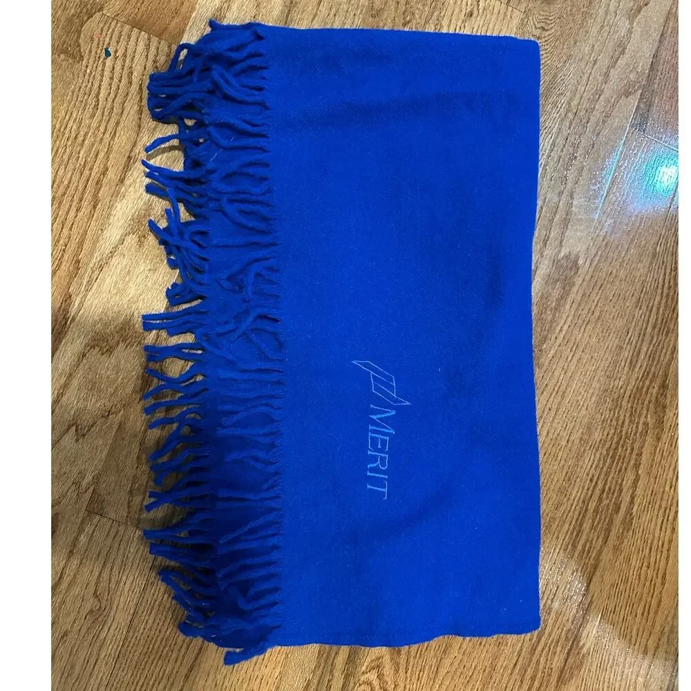 100% Wool Royal Blue Merit Blanket Throw  NWOT